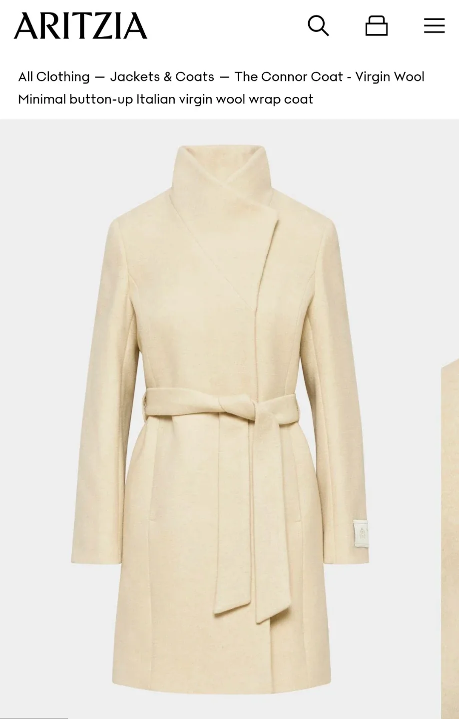 Aritzia The Connor Long Coat - Heather (size M)
