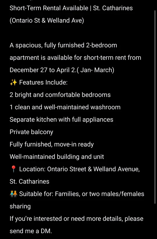 Short-Term Rental in St. Catharines