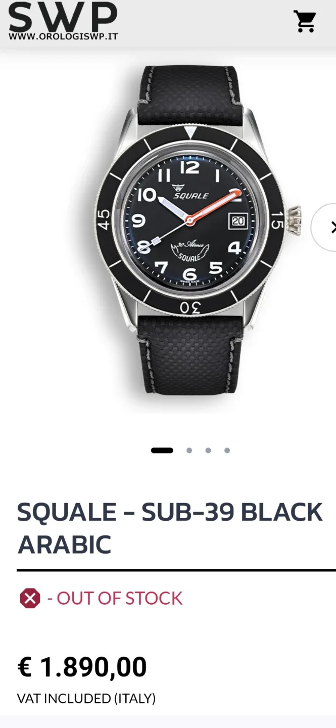 Squale Sub-39 Black Arabic Watch image indicator(2)