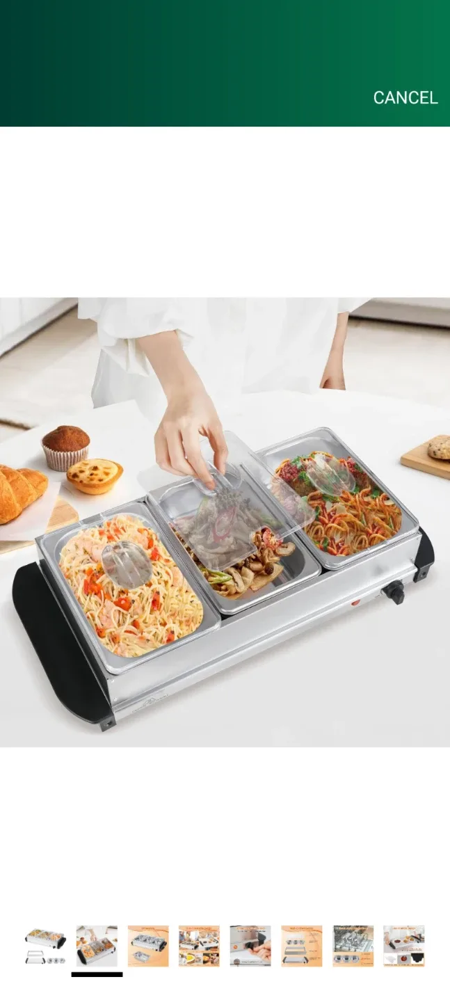 Buffet Server Food Warmer, Triple Tray image indicator(4)