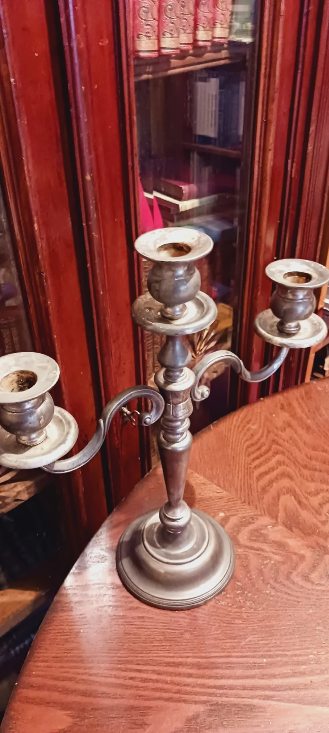 Large Vintage 3 Arms Silver Plated Candelabra