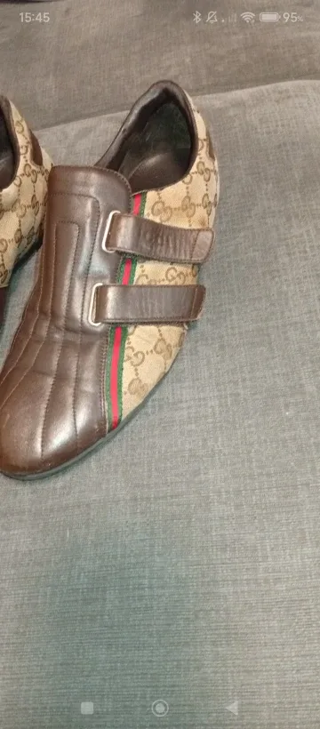 Gucci Brown Leather & Canvas Shoes image indicator(2)