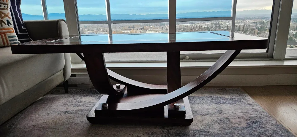 Glass Top Dark Wood Coffee Table image indicator(2)