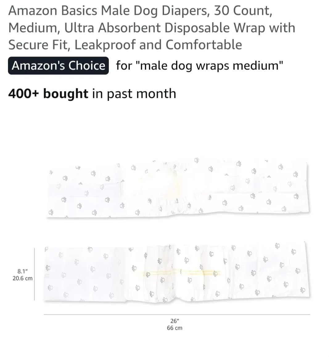 Amazon Basics Male Dog Diapers, 30 + 23 Diapers image indicator(5)