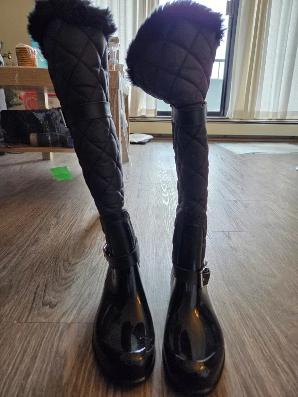 MOVING SALE: Michael Kors Black Quilted Rain Boots image indicator(3)