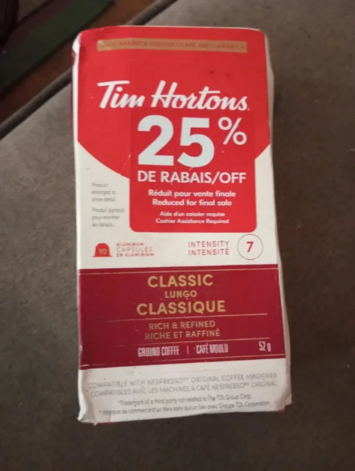 Tim Hortons Classic Lungo Nespresso Pods