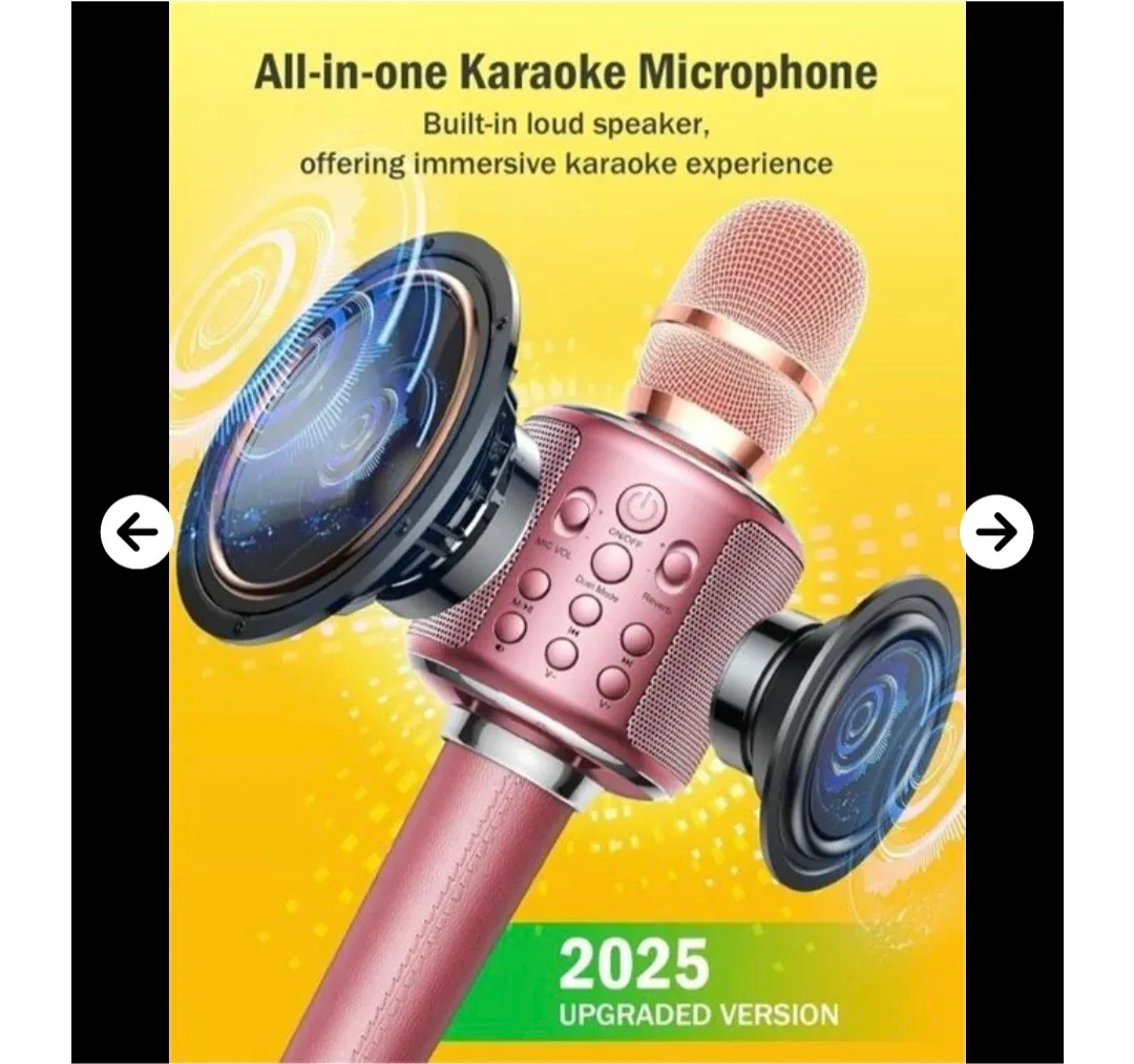 New Mefut Wireless Bluetooth Karaoke Microphone - Rose Gold image indicator(2)
