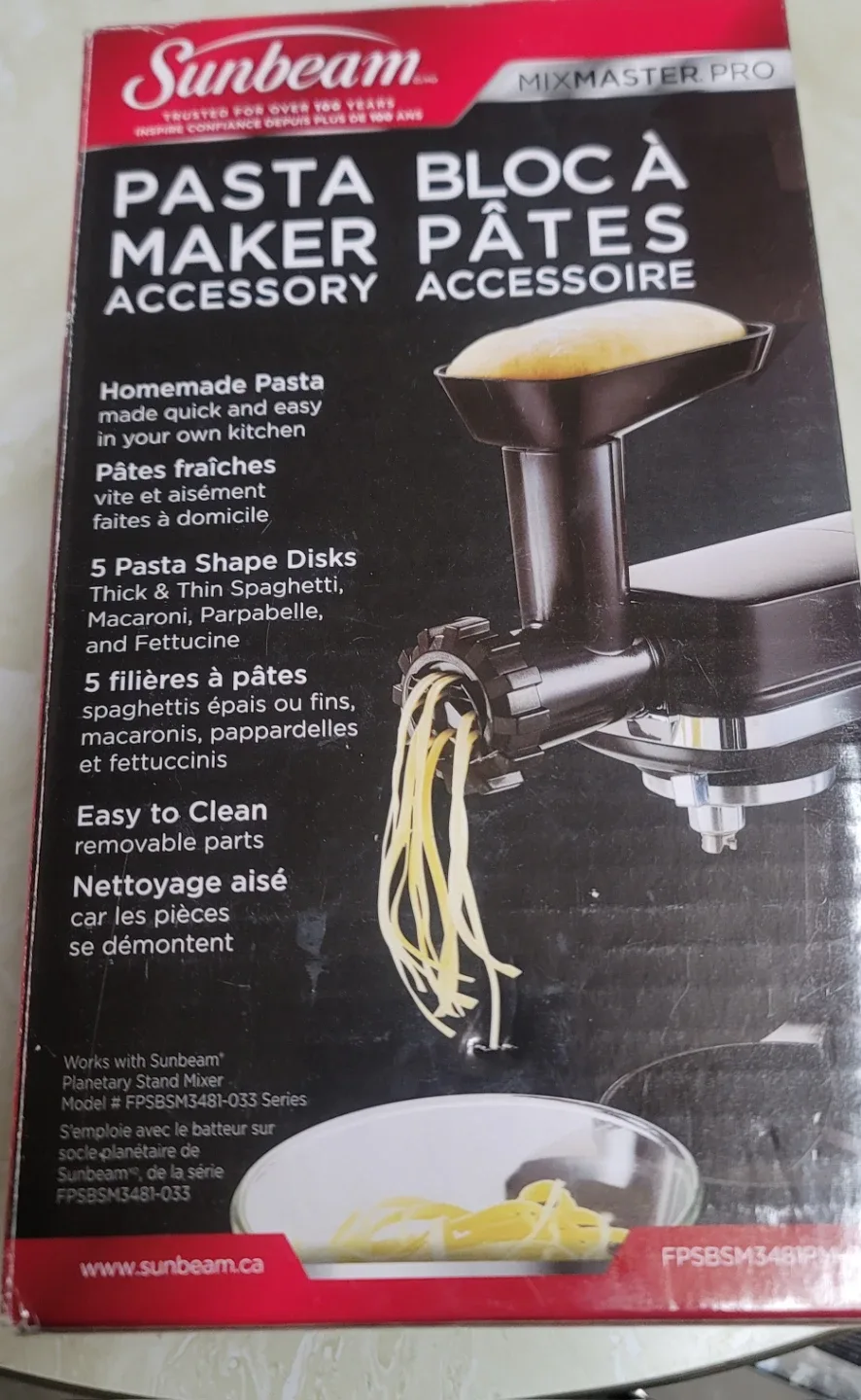 Sunbeam Mixmaster Pro Pasta Maker Accessory