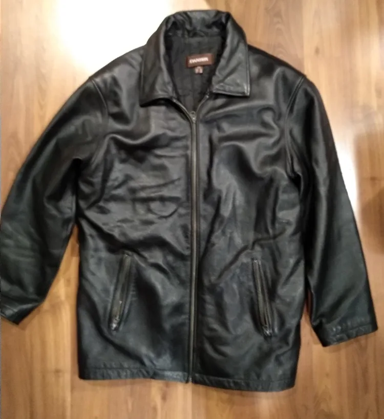 Mens Danier Black Leather Jacket Size M