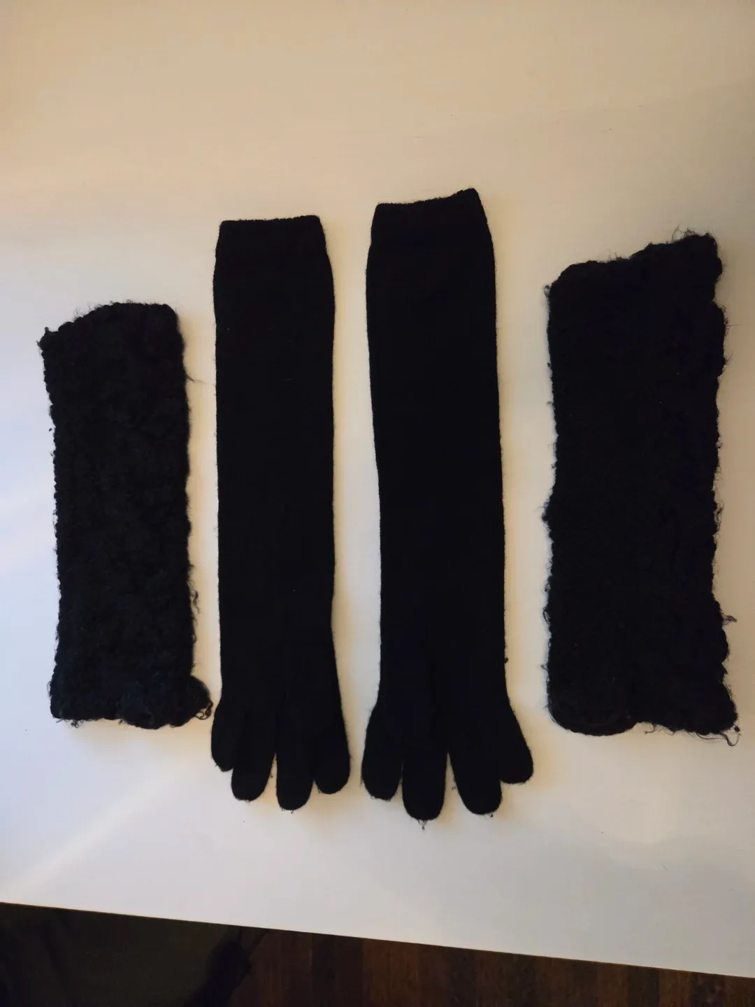 Set of Black Knit Gloves & Fingerless Warmers thumbnail