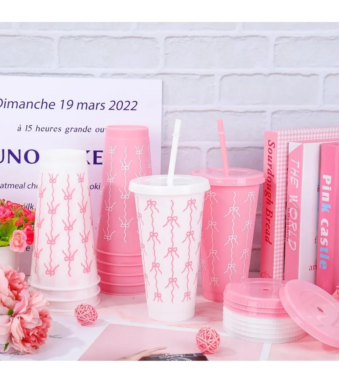 12 Pink Bow Cups image indicator(3)