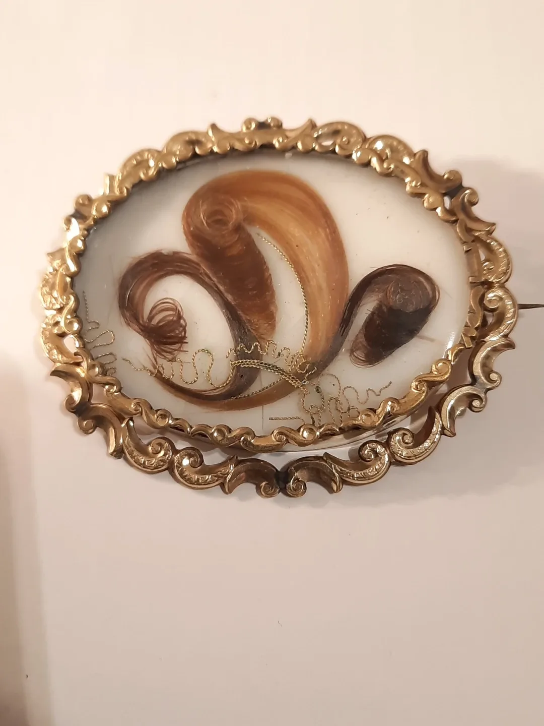 Antique gold 12k gf Victorian Hair Art Brooch