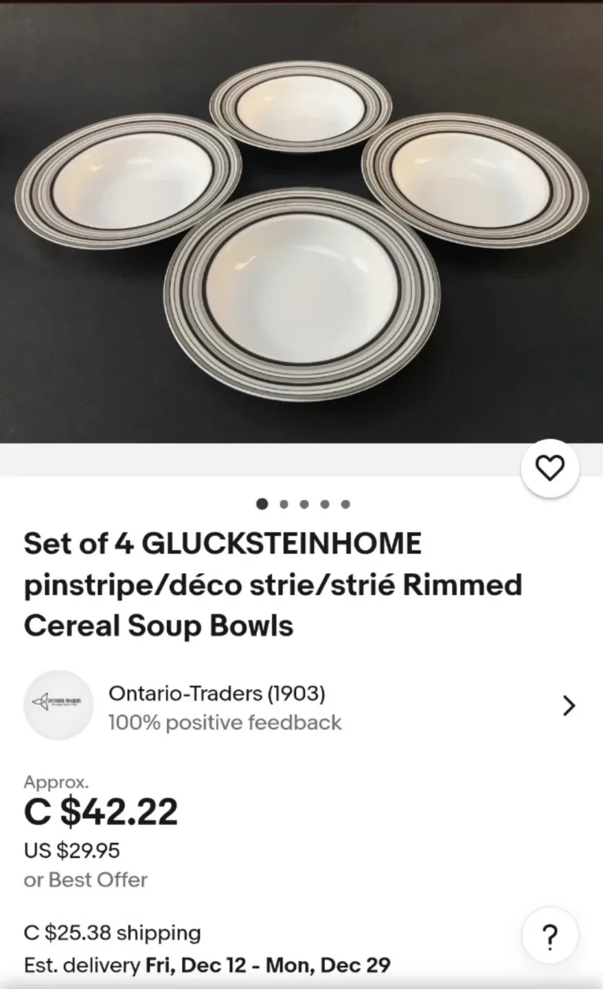 New Gluckstain Set of Four White Porcelain Bowls image indicator(3)