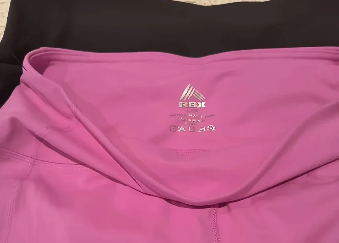 RBX Activewear Shorts SIZE L NWT | 2-in-1 Black Fuchsia Pink image indicator(4)