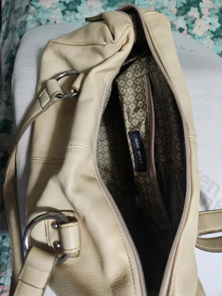 Nine West Cream Leather Shoulder Bag