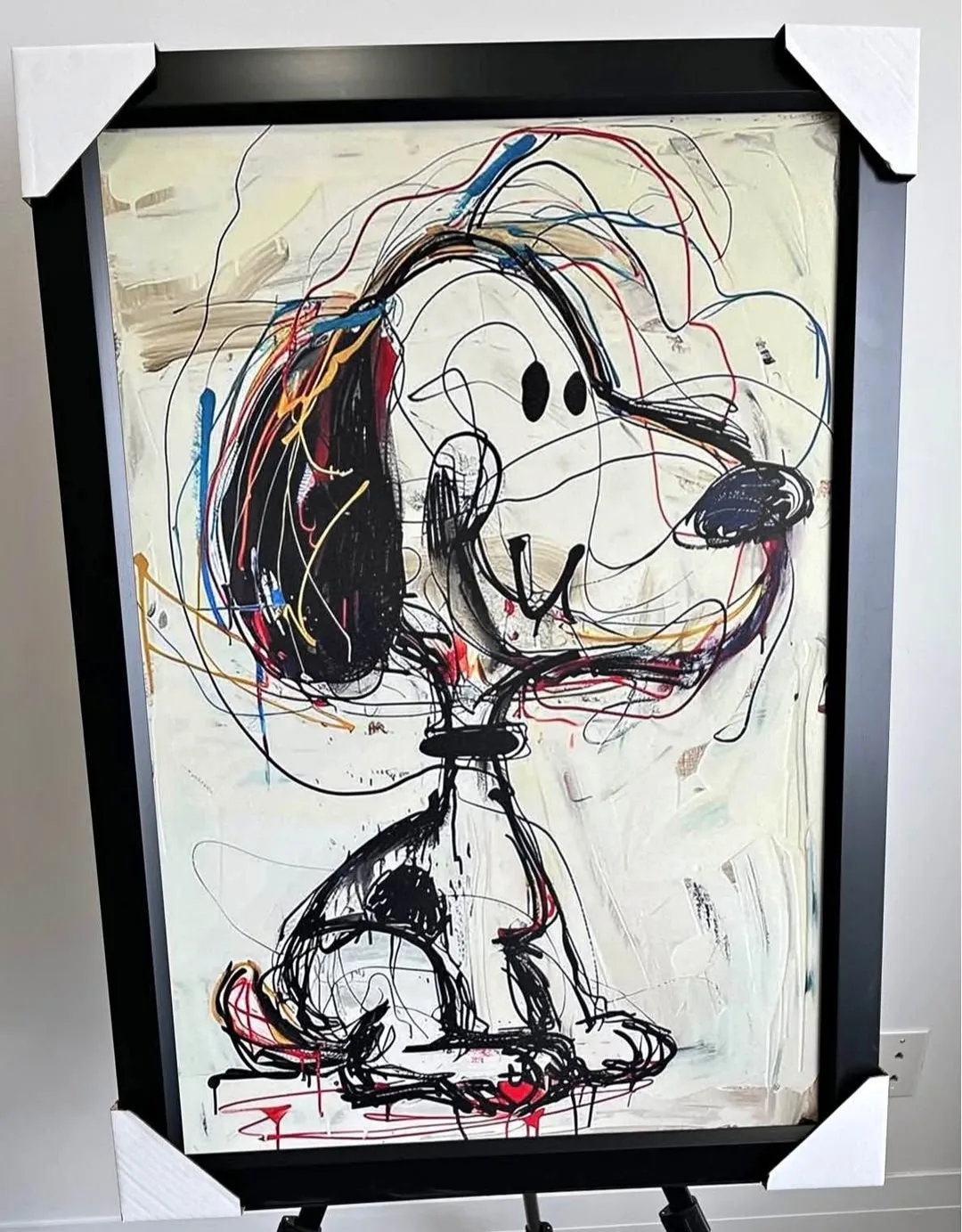 26x38 Graffiti style textured Snoopy print frame