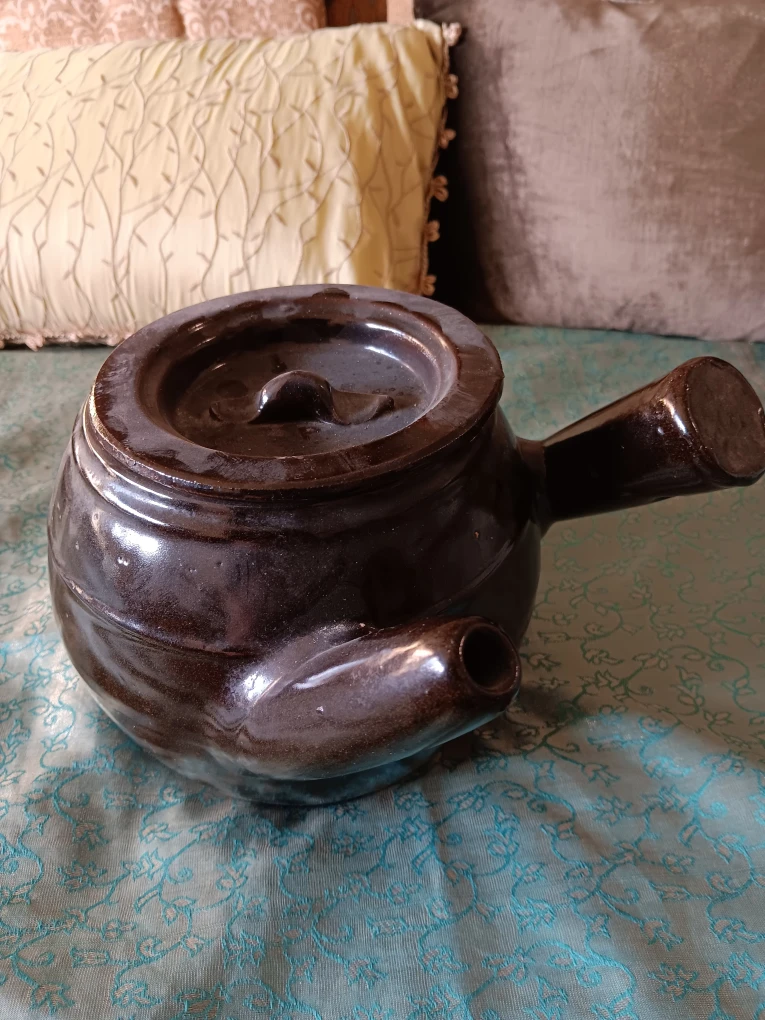 Dark Brown Ceramic Herbal Teapot