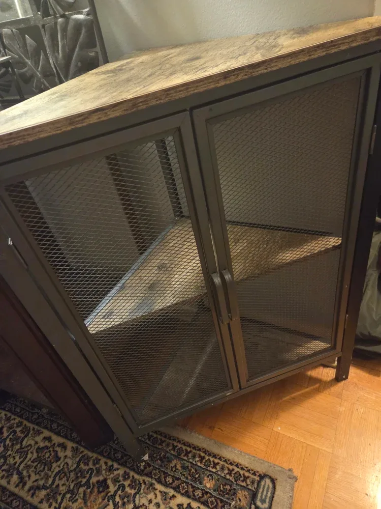 Corner Cabinet with Metal Mesh Doors