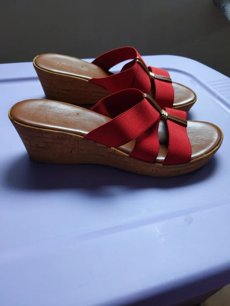 Caparros Red Wedge Sandals, Size 8 image indicator(2)