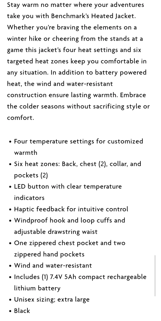 New heated jacket. Black XLg size with battery - photo 4