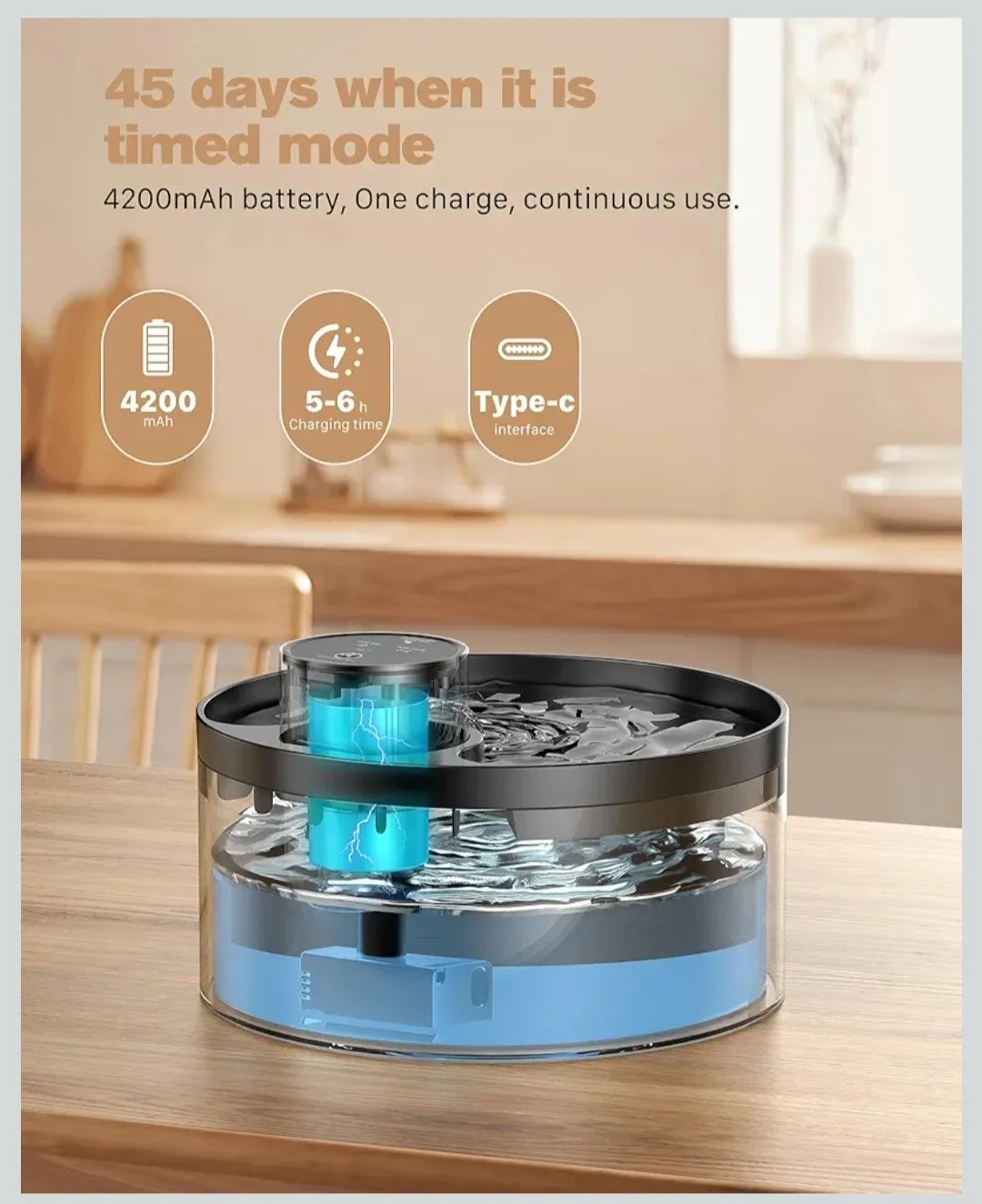 Wireless Cat Water Fountain: Pet Water Fountain Motion - 4200.. image indicator(5)