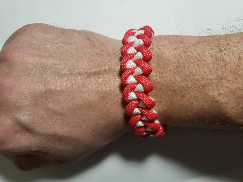Handmade Red & White Paracord Bracelet