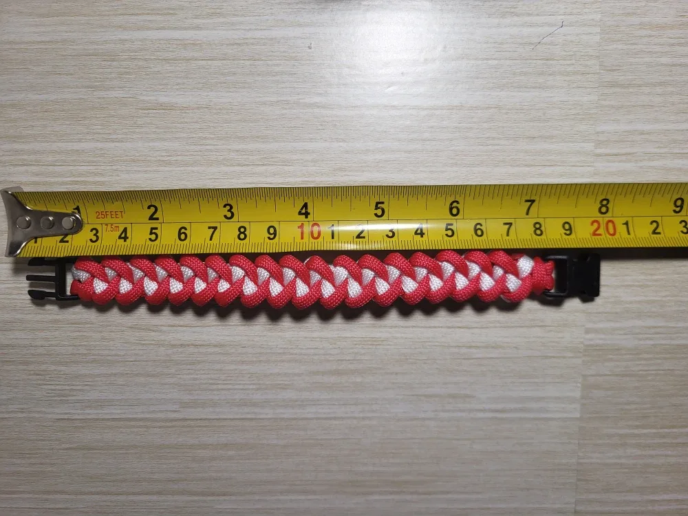 Handmade Red & White Paracord Bracelet image indicator(6)