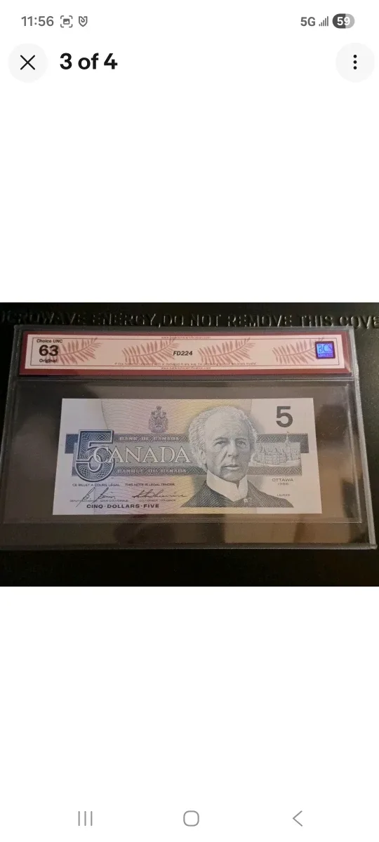 Bank of Canada 1986 $5 Bill, three digit radar image indicator(3)