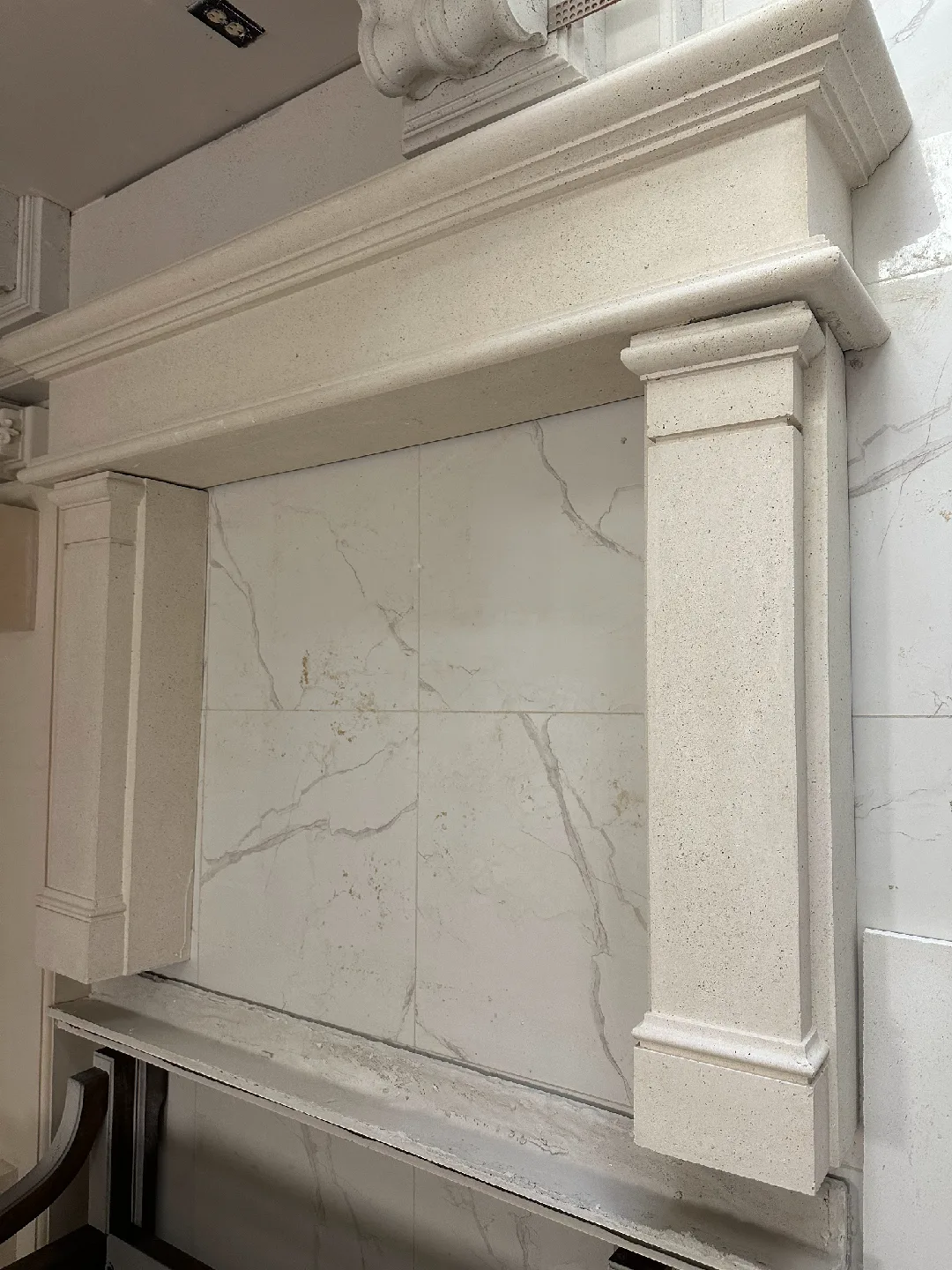 Elegant Limestone Fireplace Mantel. image indicator(4)