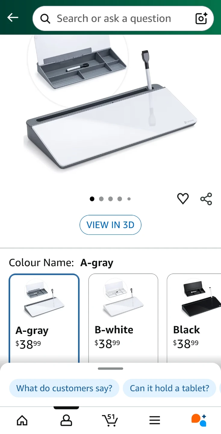 White chalkboard with storage