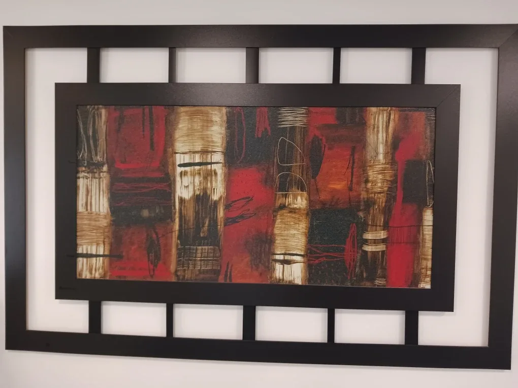 Framed Abstract Wall Art - Red & Brown