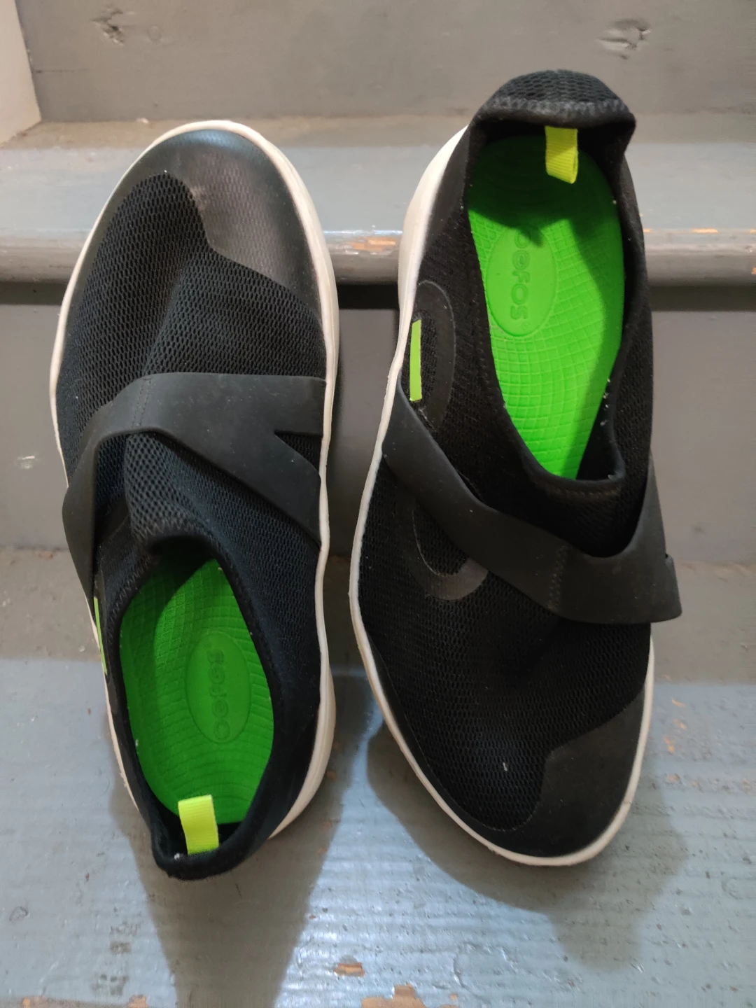 Oofos Soles Black Slip-On Shoes