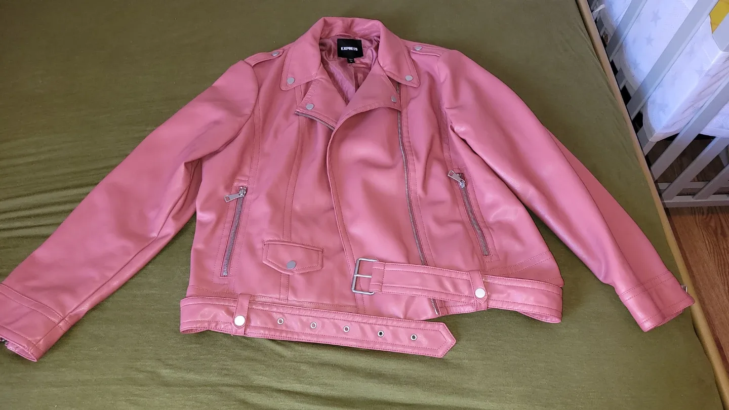 Express Pink Faux Leather Jacket - Size XL image indicator(2)