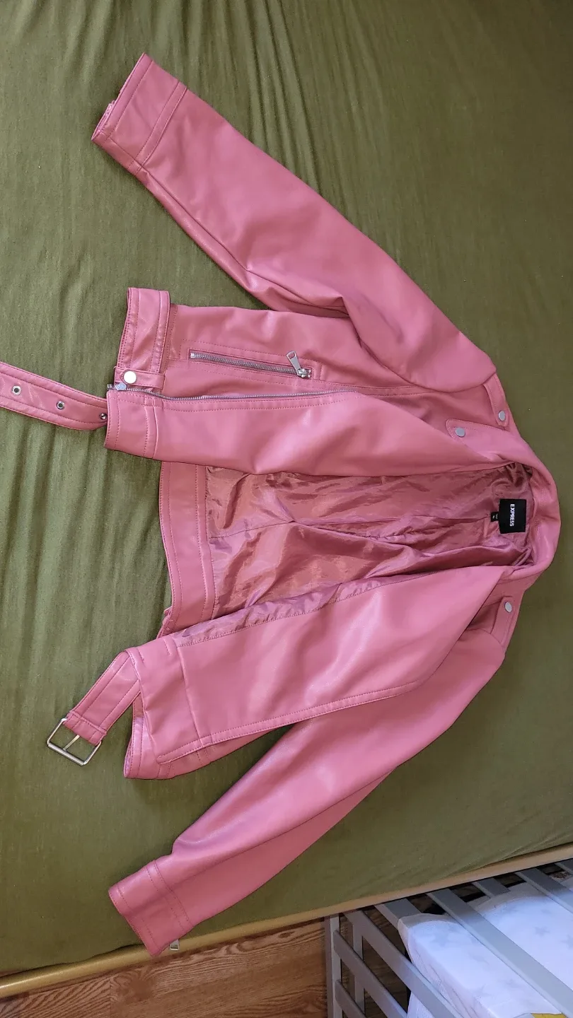 Express Pink Faux Leather Jacket - Size XL image indicator(4)