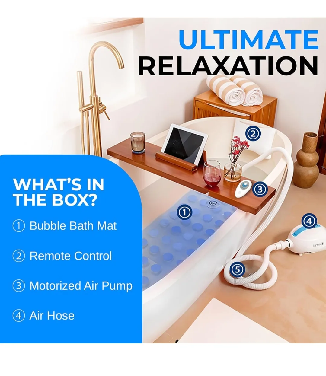 SereneLife Bubble Bath Mat with Air Pump image indicator(2)