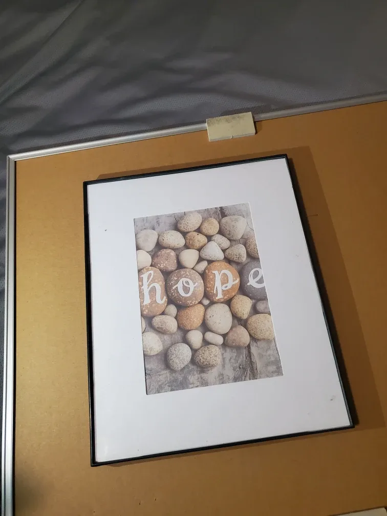 Framed 'Hope' Pebble Art