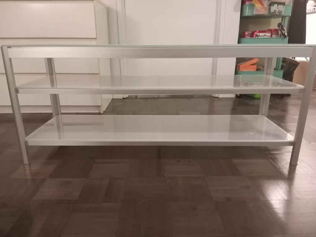 IKEA Silver Metal & Glass Shelf TV table