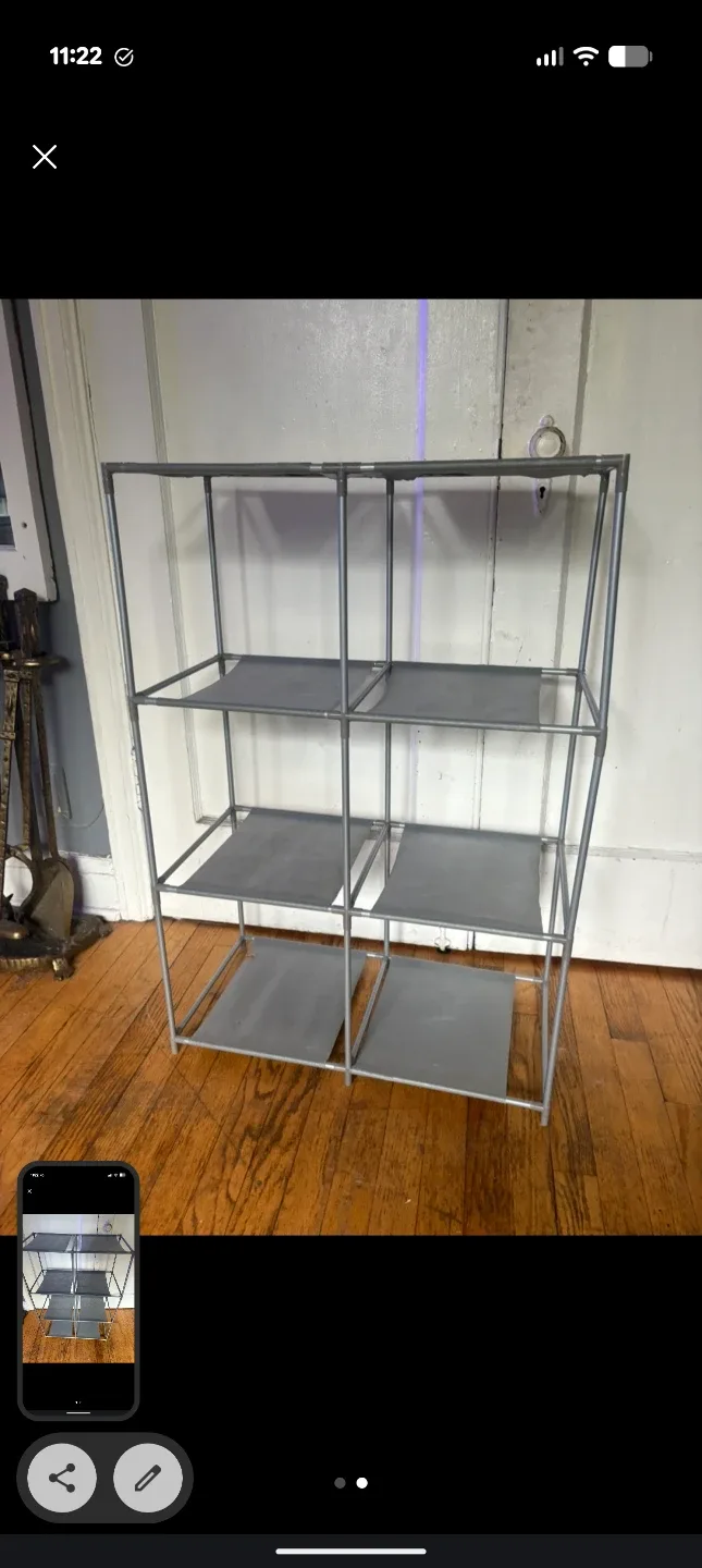 Grey Metal Frame Shelf Unit