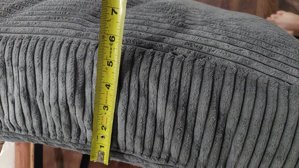 Grey Corduroy Ottoman Footstool - 34"x27"x7" - photo 3
