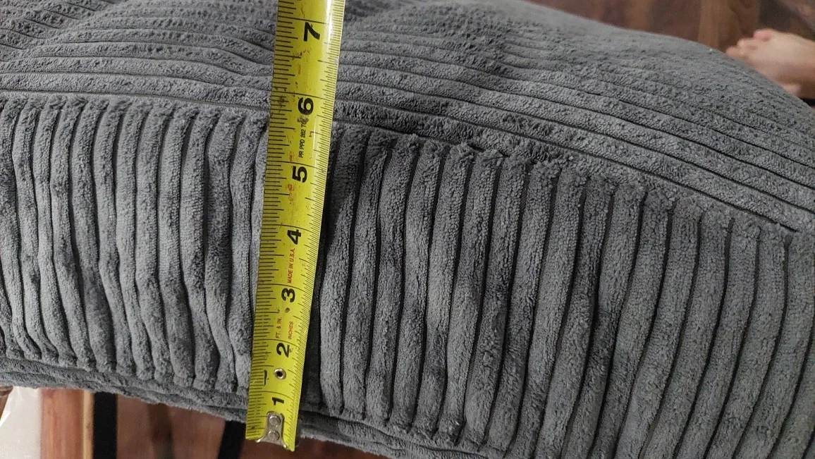 Grey Corduroy Ottoman Footstool - 34"x27"x7" image indicator(3)