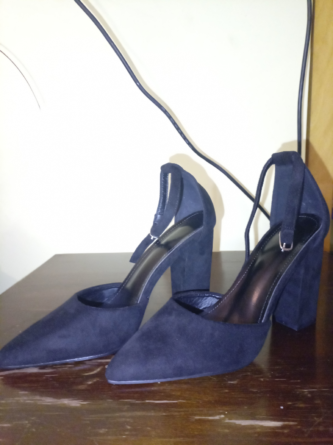 Black Heeled Ankle Strap Shoes