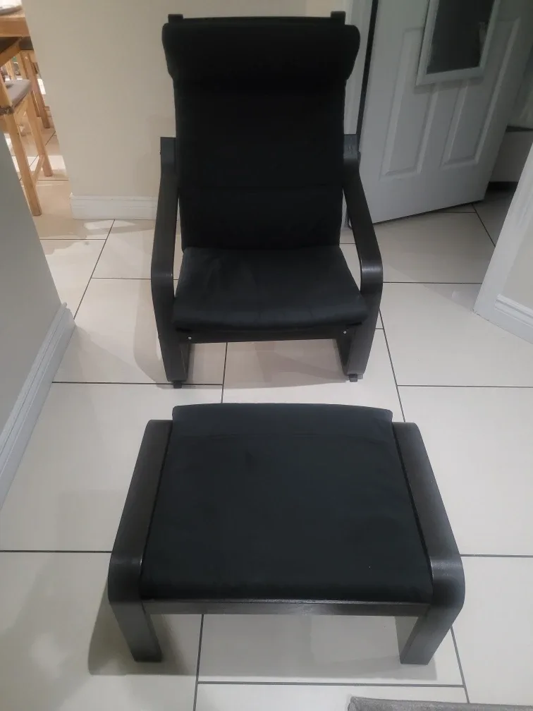 IKEA Poang Chair and Ottoman - Black image indicator(2)