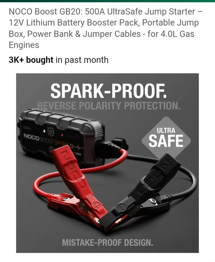 New "NOCO Boost X GB20 Jump Starter image indicator(6)