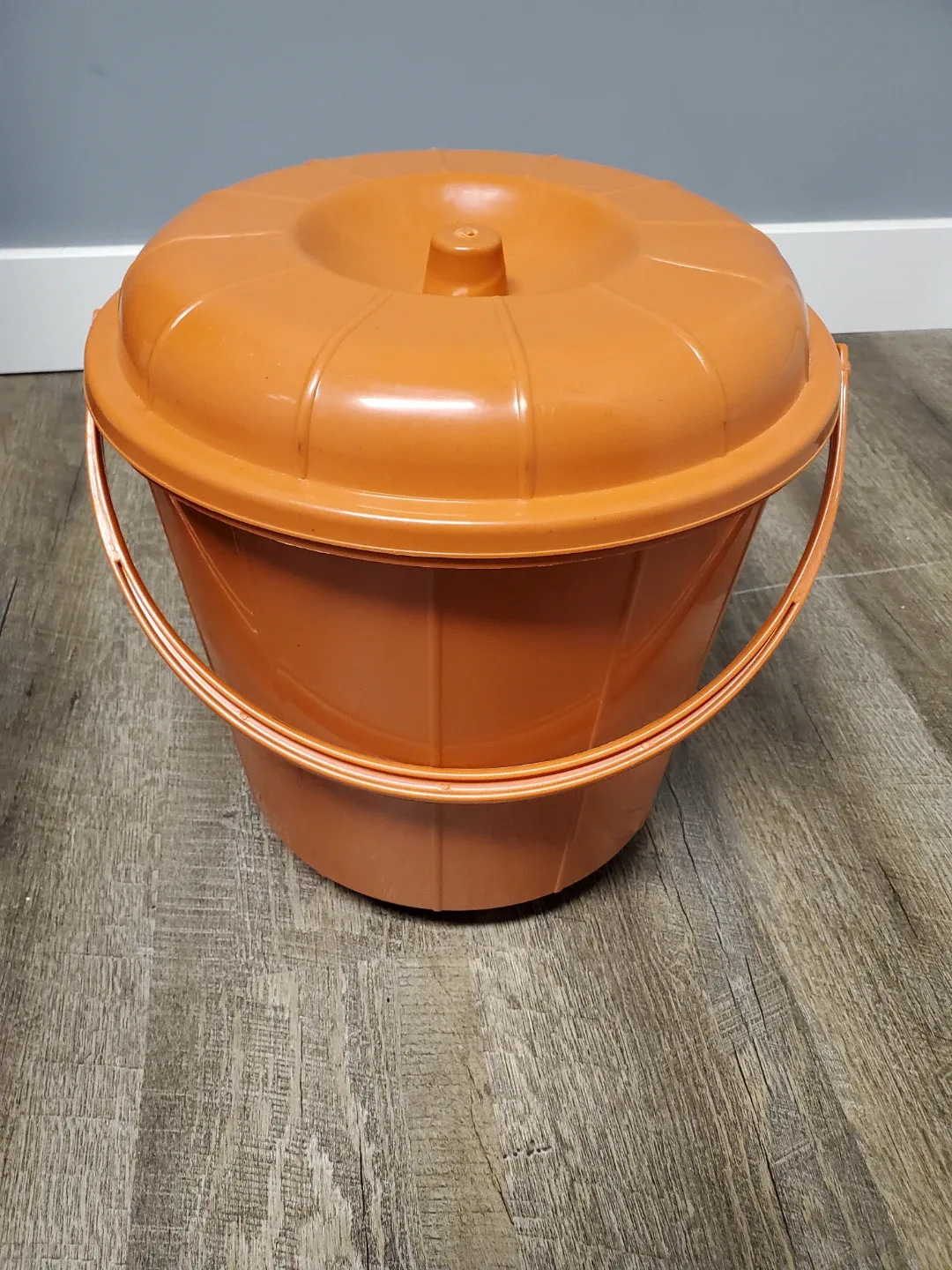 Orange Plastic Bucket with Lid