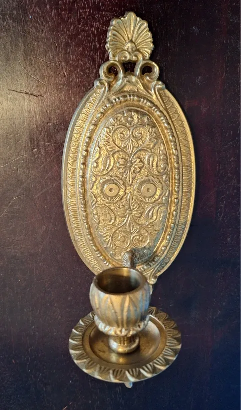 Vintage Lacquered Brass Wall Sconce Candle Holder image indicator(2)