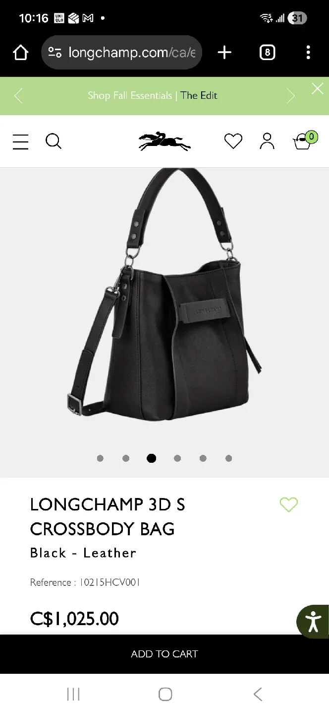 Longchamp 3D S Crossbody Bag - Black calf Leather image indicator(6)