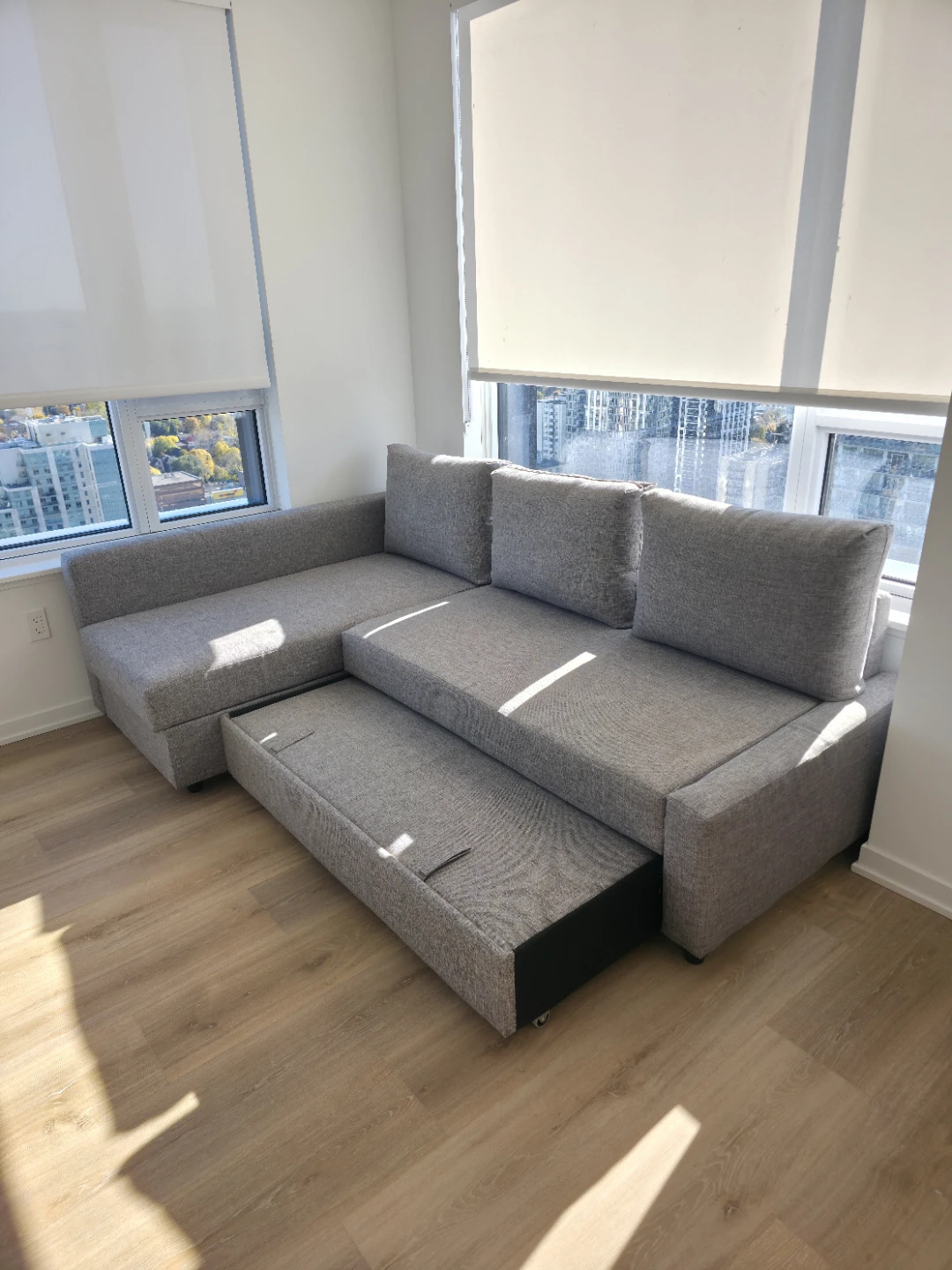 IKEA FRIHETEN Corner Sofa-Bed with Storage Light Grey