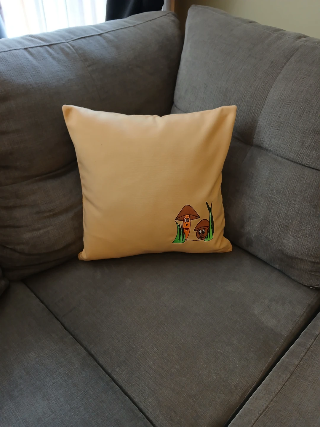 Mushroom Embroidered Throw Pillow cover