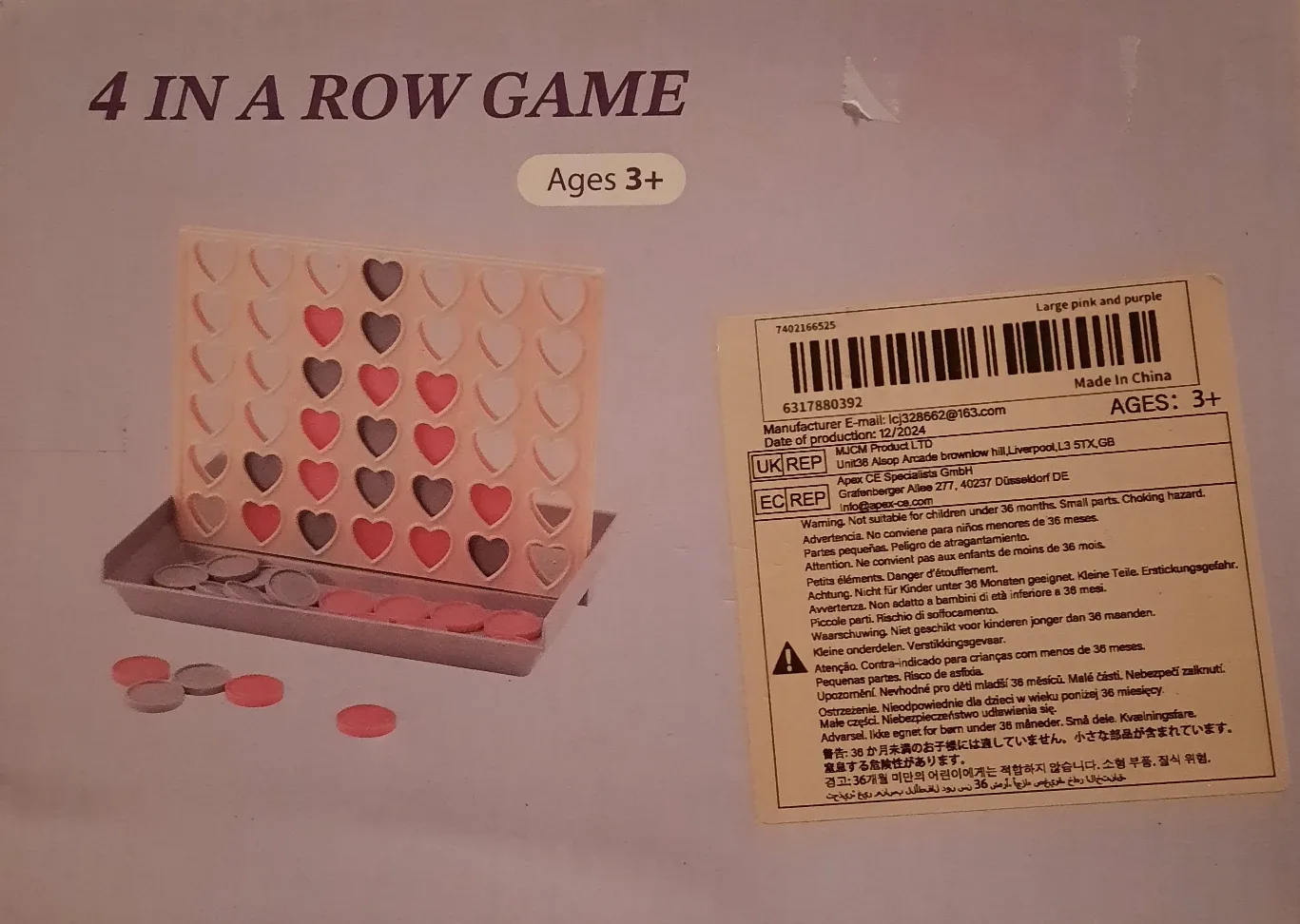 4 in a Row Game - Ages 3+