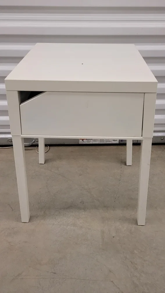 White Bedside Table with Drawer